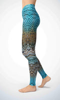 Blue crocodile skin legging for workout yoga gym running - alien wing active