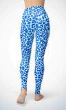 Blue leopard paw legging for workout yoga gym running - alien wing active