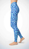 Blue leopard paw legging for workout yoga gym running - alien wing active