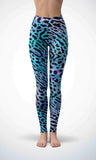 Blue leopard kin legging for workout yoga gym running - alien wing active