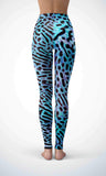 Blue leopard kin legging for workout yoga gym running - alien wing active