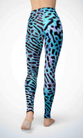 Blue leopard kin legging for workout yoga gym running - alien wing active