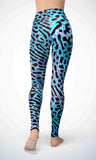 Blue leopard kin legging for workout yoga gym running - alien wing active