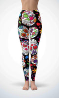 Black skull legging for workout yoga gym running - alien wing active