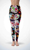 Black skull legging for workout yoga gym running - alien wing active