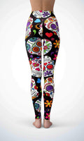 Black skull legging for workout yoga gym running - alien wing active