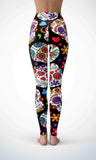 Black skull legging for workout yoga gym running - alien wing active