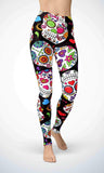 Black skull legging for workout yoga gym running - alien wing active