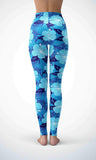 Blue leaf legging for workout yoga gym running - alien wing active